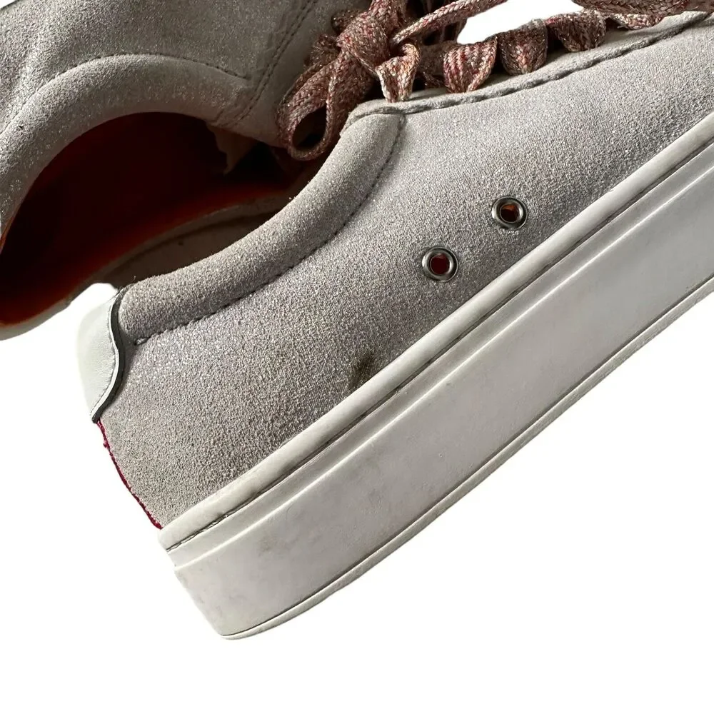 ZARA Women Metallic Glitter Silver Lace Up Fashion Sneakers Size EU 39 US 8‎